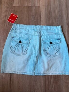 Mossimo Supply Co. Light Blue Denim Mini Skirt with Back Flap Pockets